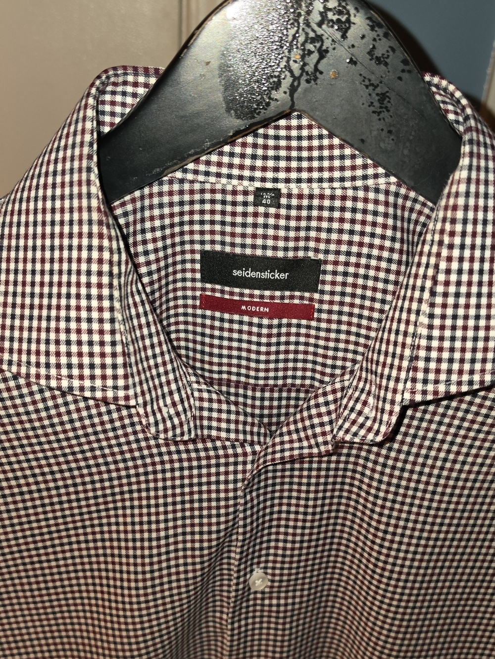 Seidensticker Modern Fit Men's Burgundy Check Dress Shirt